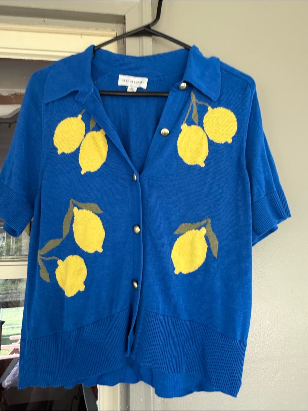 The Seasons Blue Lemon Short-Sleeve Cardigan Sweater